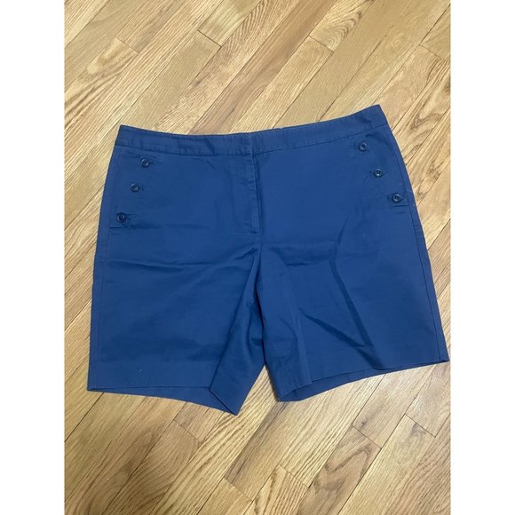 Talbots Pants - Talbots Cotton Blend shorts with button details, Blue, Women's Size 14
